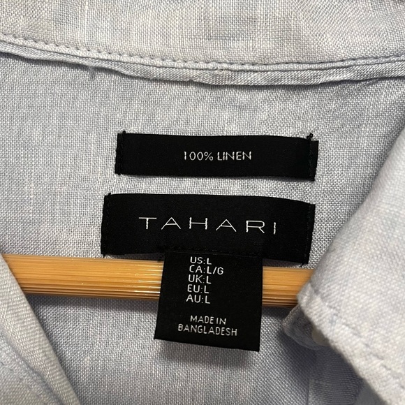 TAHARI 100% Linen Longline Button Down Tunic Shirt Long Sleeve Size L - Picture 3 of 7